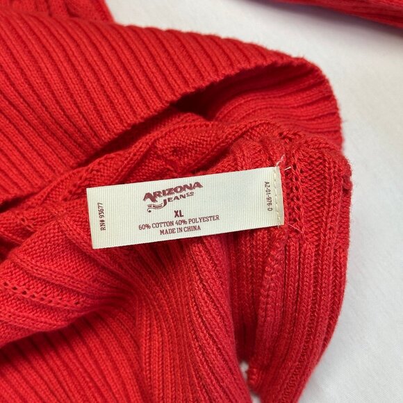 Vintage y2k Womens Red Cable Knit Sweater Size XL V Neck Preppy 2000s Holiday - Picture 5 of 8